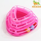 Игровой комплекс для кошек трехуровневый с шариками, розовый - фото 9703628