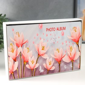 Фотоальбом на 50 фото 15х20 см "Розовые ирисы" в коробке 25,5х4х18 см