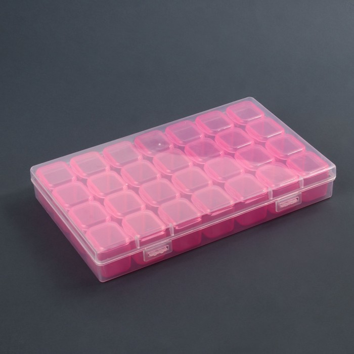 Органайзер для декора, 7 блоков, 4 ячейки, 17,5 ? 10,5 ? 2,5 см, цвет розовый 7670590