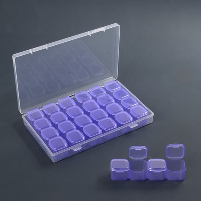 Органайзер для декора, 28 ячеек, 17.5×10.5×2.5 см, сиреневый