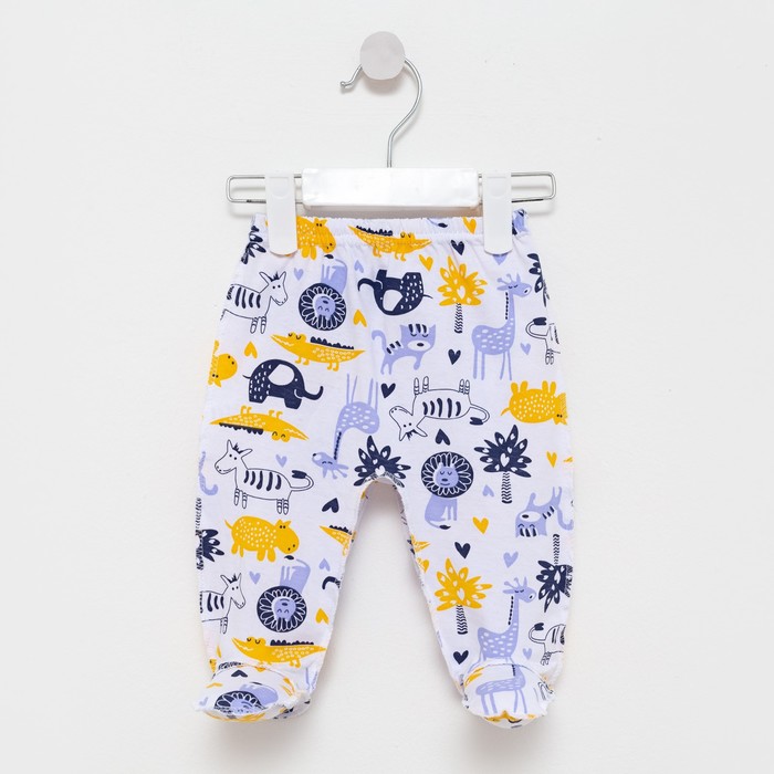 Ползунки детские цвет белый/животные, рост 56 см - Фото 1