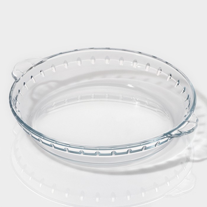 Форма для запекания и выпечки из жаропрочного стекла круглая Доляна «Фуэго», 700 мл, 22,7×20×3,6 см, с ручками - Фото 1