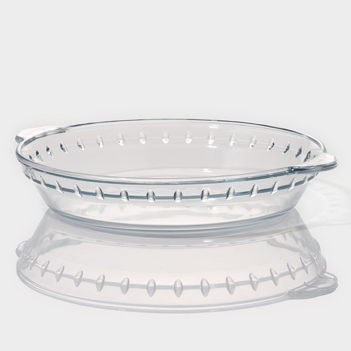Форма для запекания и выпечки из жаропрочного стекла круглая Доляна «Фуэго», 700 мл, 22,7×20×3,6 см, с ручками - фото 1919289079