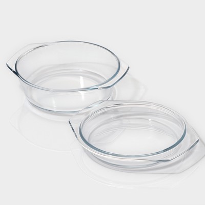 Кастрюля с крышкой для запекания Доляна «Фуэго», 1.5 л, 23.5×20×6.5 см, жаропрочное стекло