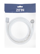Душевой шланг ZEIN Z49PSW, 150 см, усиленный в оплетке, гайки цинк, втулка латунь, белый, Имп/Имп - фото 61885699