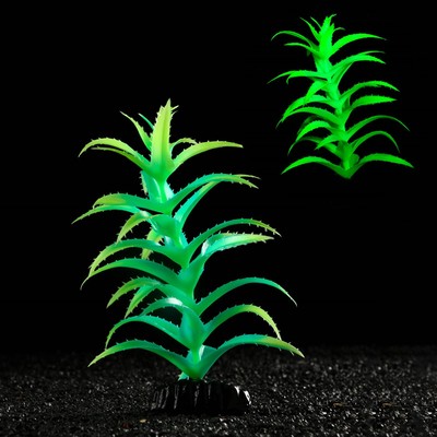 Растение искусственное аквариумное, светящееся, 20 см, зелёное