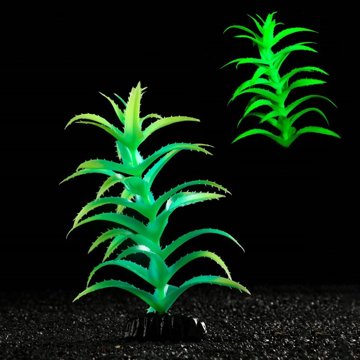 Растение искусственное аквариумное, светящееся, 20 см, зелёное - Фото 1