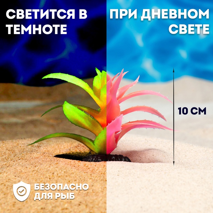 Растение для аквариума и террариума, светящееся, 10 см, красное - Фото 1