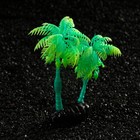 Растение искусственное аквариумное "Пальма", светящееся, 14 см, зелёное - фото 6592430