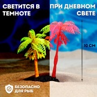 Растение для аквариума и террариума «Пальма», светящееся, 14 см, красное - Фото 1