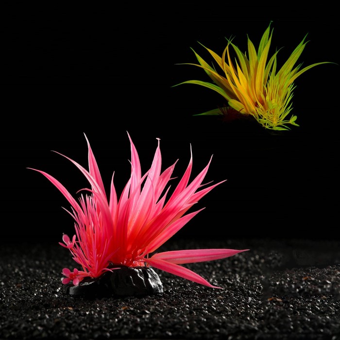 Растение искусственное аквариумное, светящееся, 10 см, красное - Фото 1