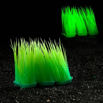 Растение искусственное аквариумное, светящееся, 9 см, зелёное