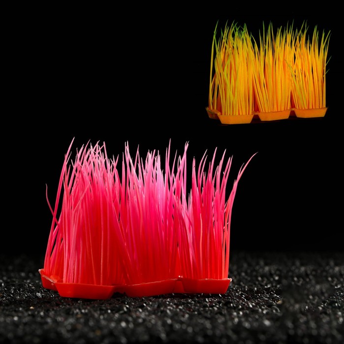 Растение искусственное аквариумное, светящееся, 9 см, красное - Фото 1