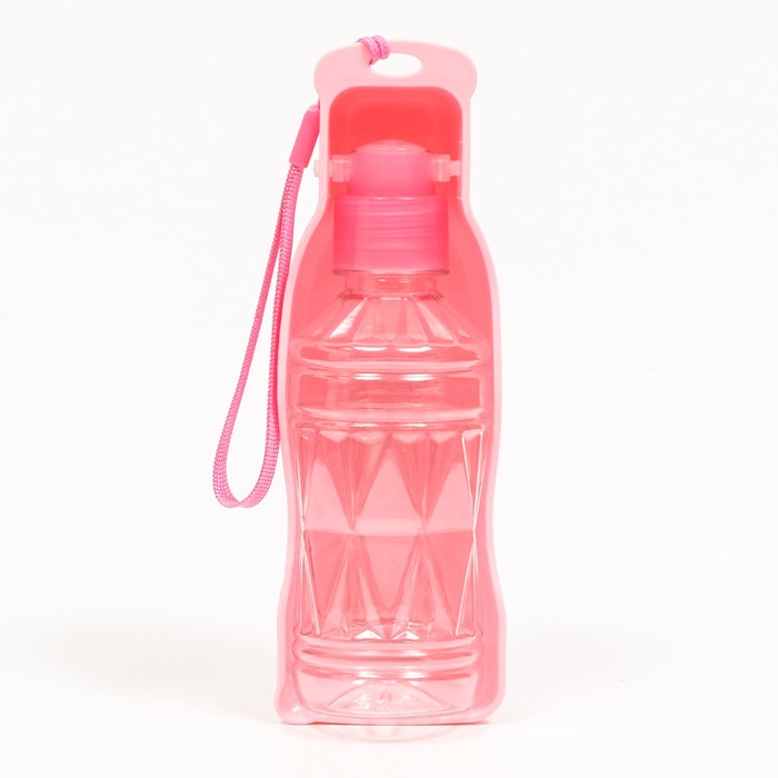 Автопоилка прогулочная с фигурной бутылочкой, 250 мл, розовая - Фото 1