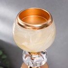 Подсвечник металл на 1 свечу "Рельефный геометрический узор с кристаллом" золото 32х11х11 см   75776 - фото 21574057