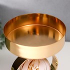 Подсвечник металл на 1 свечу "Белый мраморный шар в сфере" золото 18,5х12х12 см - фото 25495373