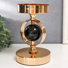 Подсвечник металл на 1 свечу "Чёрный мраморный шар в сфере" золото 18,5х12х12 см - фото 21574080