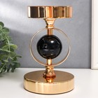 Подсвечник металл на 1 свечу "Чёрный мраморный шар в сфере" золото 18,5х12х12 см - фото 21574081