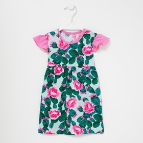 Платье для девочки, цвет зеленый/цветы, рост 92
