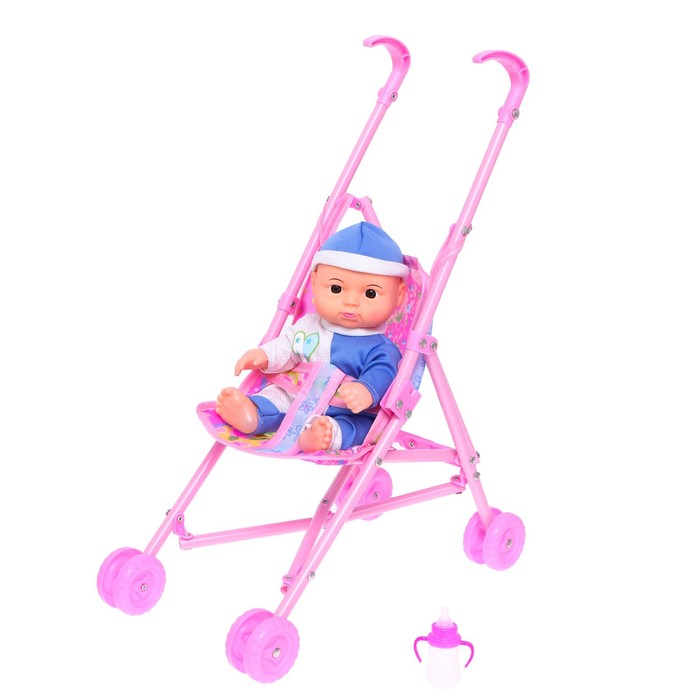 Пупс «Мой малыш», в костюмчике, с коляской и аксессуарами, МИКС 53925