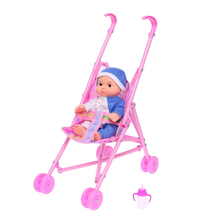 Пупс «Мой малыш», в костюмчике, с коляской и аксессуарами, МИКС 53925
