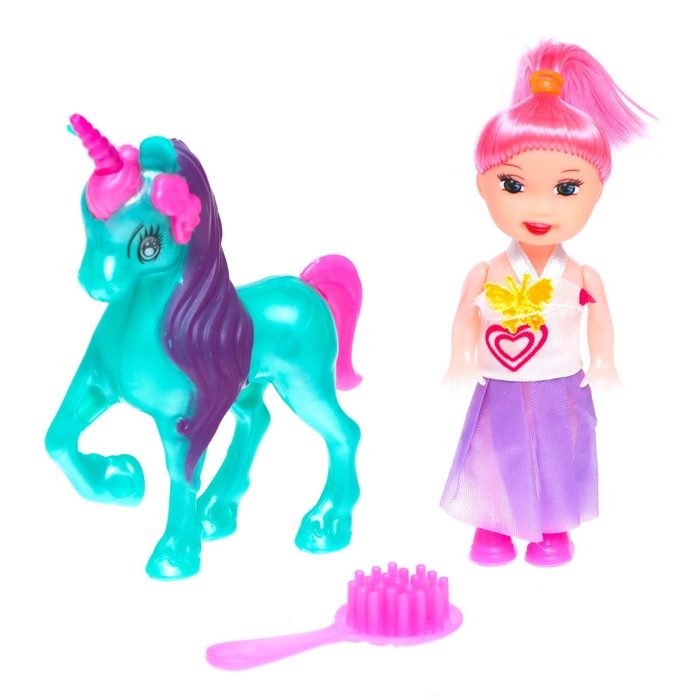 Кукла малышка «Аня», с единорогом и аксессуарами, МИКС 53927