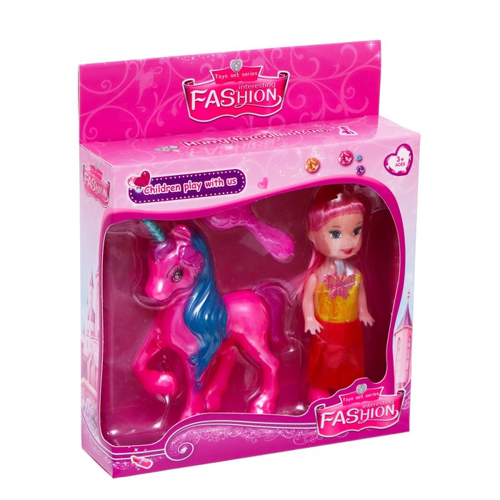 Кукла малышка «Аня», с единорогом и аксессуарами, МИКС 53927