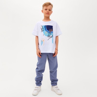 Брюки для мальчика MINAKU: Cotton collection, синие, рост 140 см