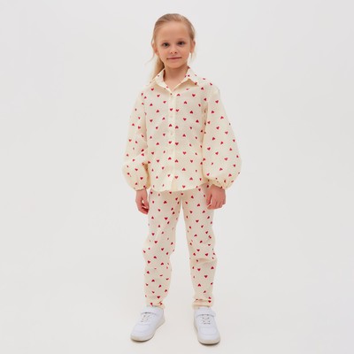 Брюки детские MINAKU: Cotton Collection, бежевые, рост 98 см