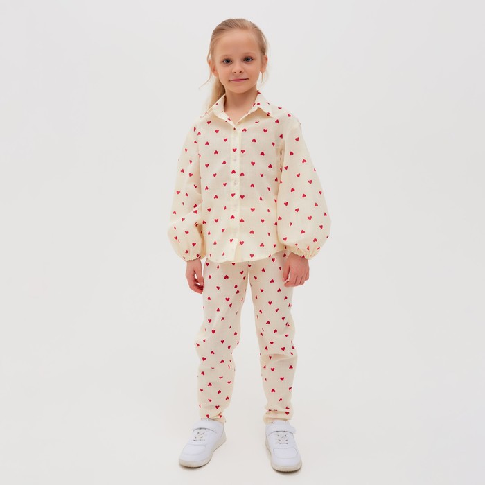 Брюки детские MINAKU: Cotton Collection, бежевые, рост 98 см - Фото 1
