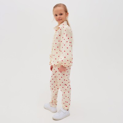 Брюки детские MINAKU: Cotton Collection, бежевые, рост 122 см