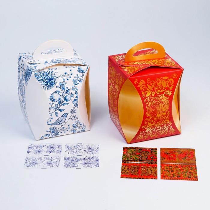 Коробка для кулича «Пастель» 2 штуки, 16×12.4 см, МИКС - Фото 1