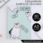 Ежедневник в мягкой обложке «Кот» А5, 80 листов - фото 9706555