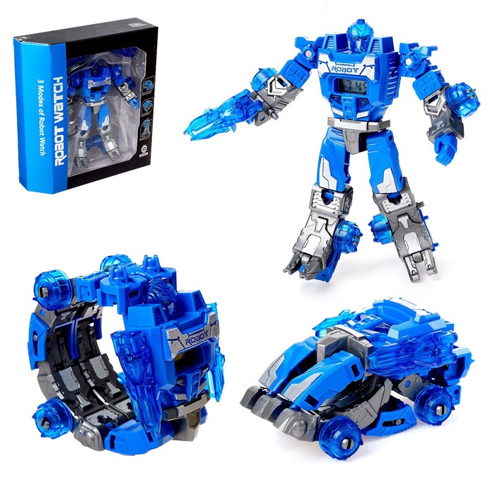 Робот «Часы», трансформируется в робота и машинку, цвет синий - Фото 1