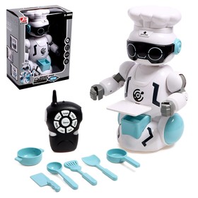 Робот радиоуправляемый «Шеф повар», световые и звуковые эффекты, цвет голубой