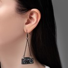 Серьги ассорти «Магнитофон» на цепочках, цвет чёрно-серебряный - Фото 3