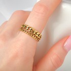 Кольцо «Верёвка» тренд, цвет чернёное золото, безразмерное - фото 21575256