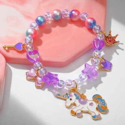 Браслет детский «Выбражулька. Единорог», d=5.5 см, фиолетовый