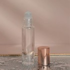Флакон стеклянный для парфюма, со стеклянным роликом, 10 мл, цвет прозрачный/розовое золото - Фото 1