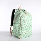 Рюкзак школьный на молнии, сумка, косметичка, цвет зелёный - Фото 1