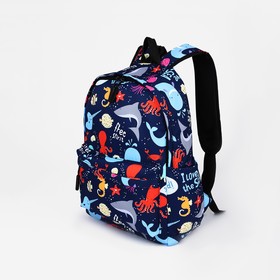 Рюкзак школьный на молнии, цвет синий