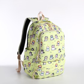 Рюкзак школьный на молнии, сумка, косметичка, цвет жёлтый