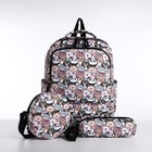 Рюкзак школьный на молнии, сумка, косметичка, цвет серый - Фото 2
