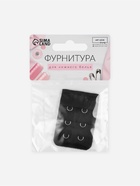 Застёжка для бюстгальтера, удлинитель, 3 ряда 2 крючка, 3.2×5 см, чёрная 7598569 - фото 14573166