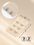 Застёжка для бюстгальтера, удлинитель, 3 ряда 2 крючка, 3.2×5 см, бежевая - Фото 2