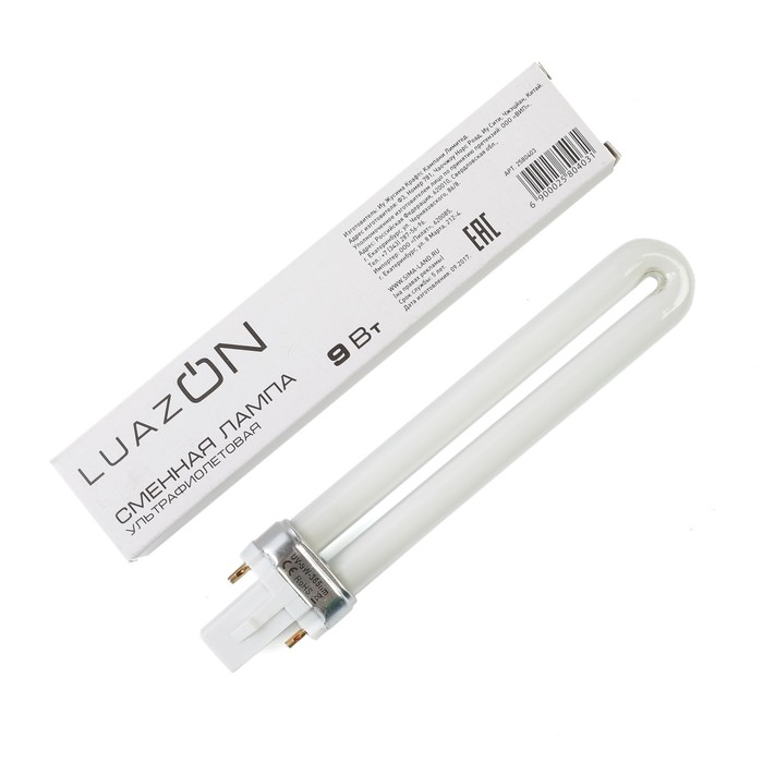 Сменная лампа LuazON LUF-20, ультрафиолетовая, 9 Вт, белая - Фото 1