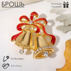 Брошь «Колокольчик с лентой», красная в золоте - Фото 1