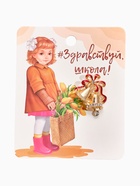 Брошь «Колокольчик с лентой», красная в золоте - Фото 2