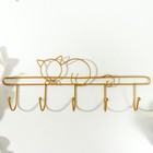 Настенные крючки декоративные «Котик», металл под золото, 15×39 см - Фото 3