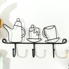 Крючки декоративные металл "Чаепитие" чёрный 18,5х4х28,5 см - фото 806970306